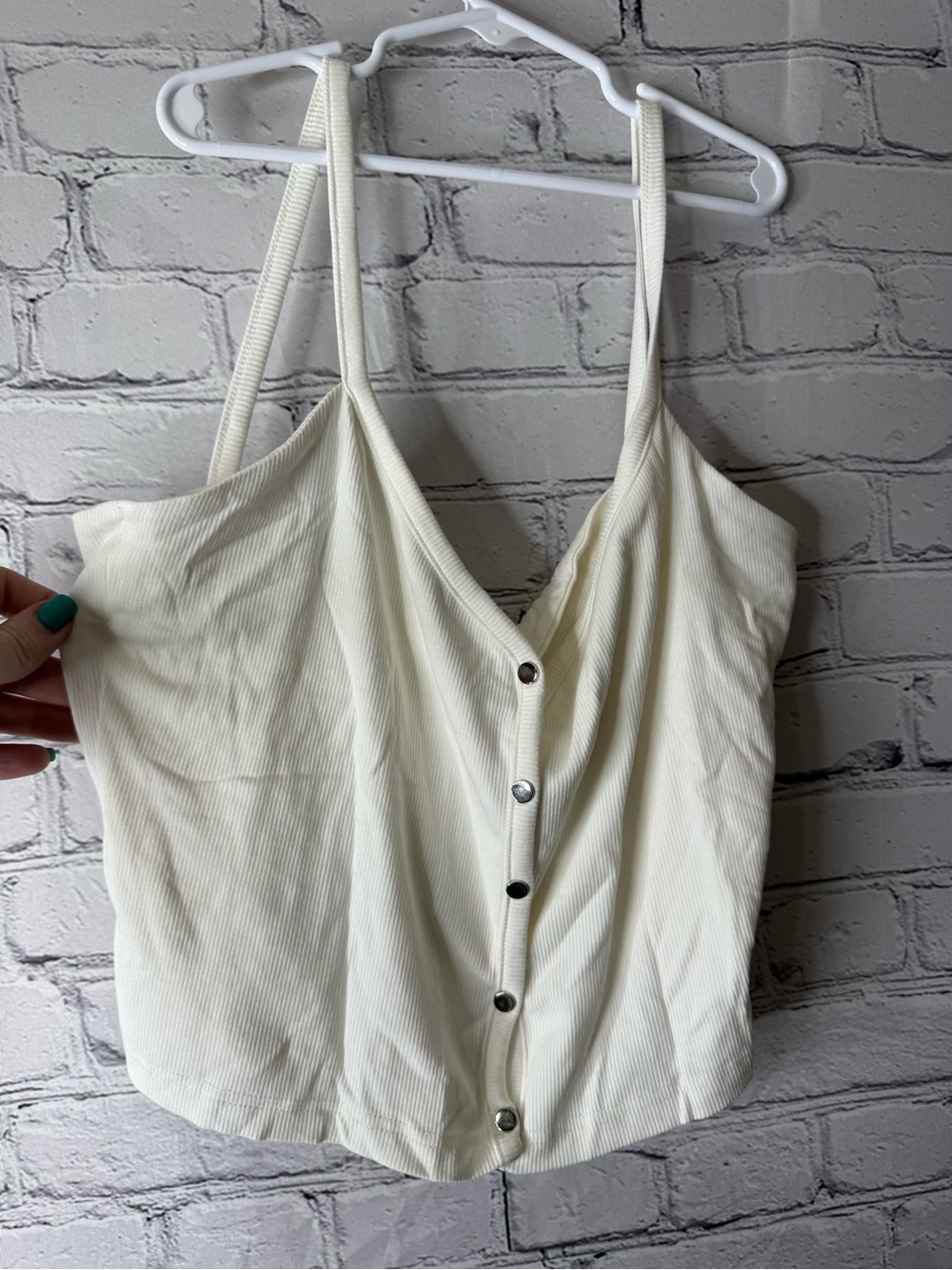 All the ways cream snap front crop top large
